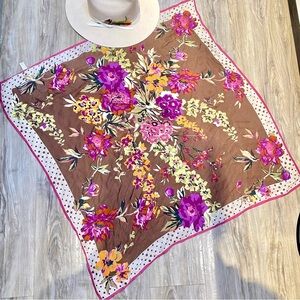 Stunning SILK floral boho scarf/Wrap w prairie country shabby chic vibe